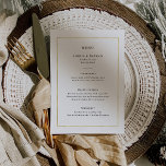 Modern minimal | Faux Guld Gräns Bröllop Meny<br><div class="desc">Den här moderna menyn och menyn elegant bröllop innehåller enkel svart text på vit bakgrund,  med faux guld ram.</div>