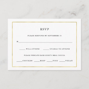 Modern minimal Faux Guld Gräns Meal Choice OSA Kort