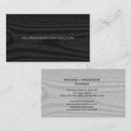 Modern Minimal Faux Wood Elegant Black and White Visitkort
