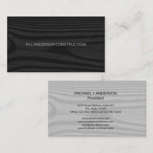 Modern Minimal Faux Wood Elegant Black and White Visitkort