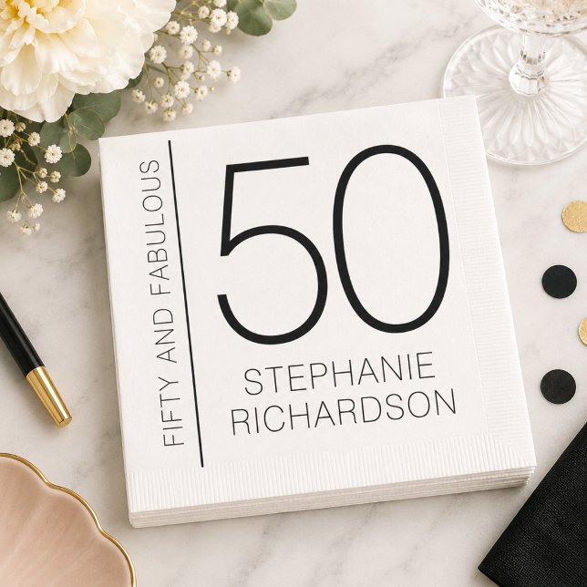 Modern Minimal Femtio och Fantastisk 50-årsdag Pappersservett (Add name to customize. Matching items  available in the collection.)