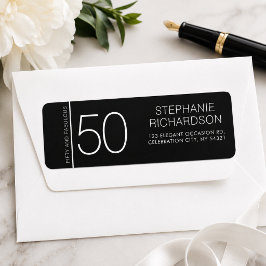 Modern Minimal Femtio och Fantastisk 50-årsdag Returadress Etikett