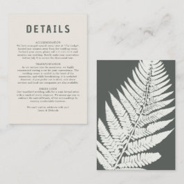 Modern Minimal Fern Botanical Woodland Bröllop Tilläggskort