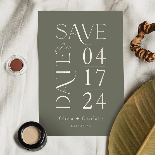 Modern minimal fetstil Spara datumtypografi Datumet (Modern Minimal Bold Save the Date Typographic)