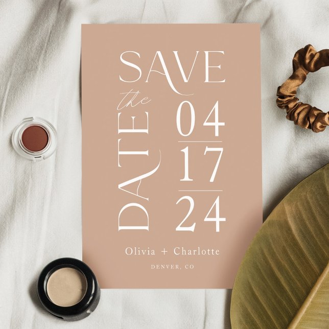 Modern minimal fetstil Spara datumtypografi Datumet (Modern Minimal Bold Save the Date Typographic)