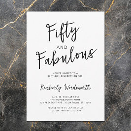Modern Minimal Fifty and Fabulous 50th Birthday Inbjudningar