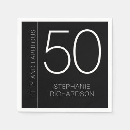 Modern Minimal Fifty and Fabulous 50th Birthday Pappersservett