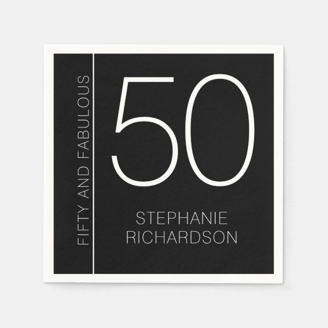 Modern Minimal Fifty and Fabulous 50th Birthday Pappersservett (Framsidan)
