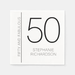 Modern Minimal Fifty and Fabulous 50th Birthday Pappersservett