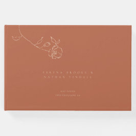 Modern Minimal Fine Art Blommigt Peach Rust Bröllo Gästböcker