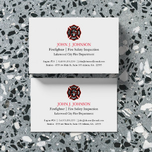 Modern Minimal Firefighter Brandinspektör White Visitkort