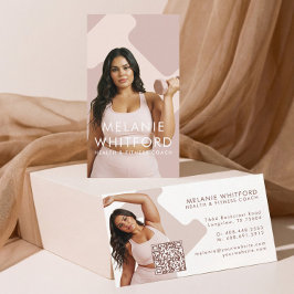 Modern Minimal Fitness Hälsa Wellness Foto QR Visitkort