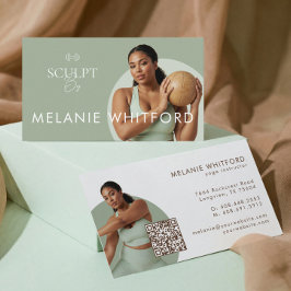 Modern Minimal Fitness Personal Trainer Photo QR Visitkort