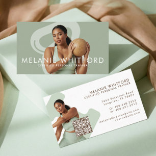 Modern Minimal Fitness Personlig Tränare Foto QR Visitkort