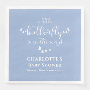 Modern Minimal Fjäril Kalligrafi Baby Shower Pappersservett