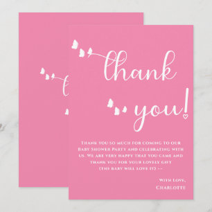 Modern Minimal Fjäril Kalligrafi Baby Shower Tack Kort
