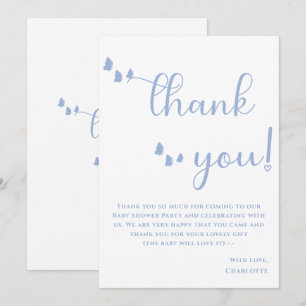 Modern Minimal Fjäril Kalligrafi Baby Shower Tack Kort