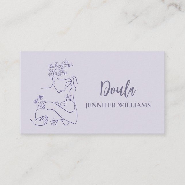 Modern Minimal Floral Amningsdoula Visitkort (Framsida)
