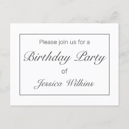 Modern Minimal Födelsedagsfest inbjudan-vykort Meddelande Vykort