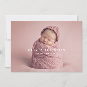 Modern minimal födelsemeddelande i Baby Tack Kort