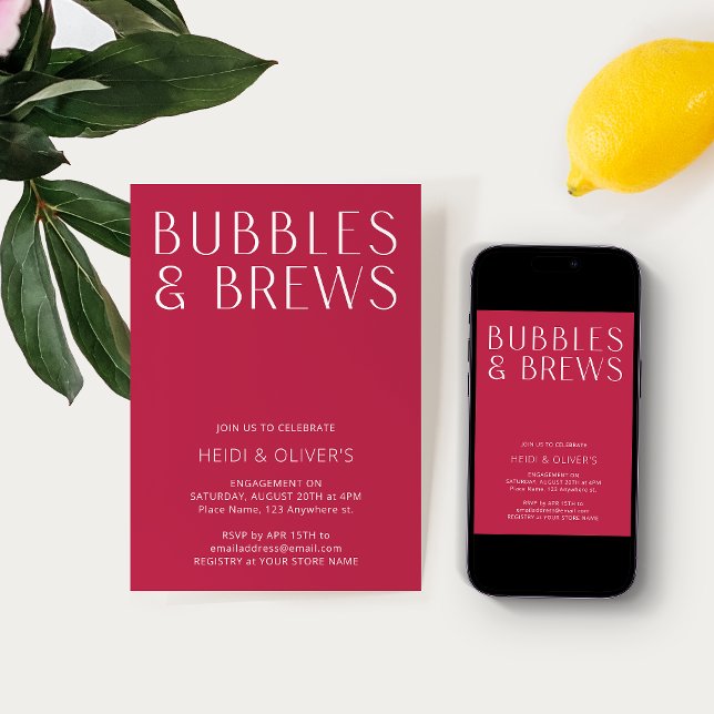 Modern minimal Förlovning för bubblor och bryggor  Inbjudningar (Skapare uppladdad)