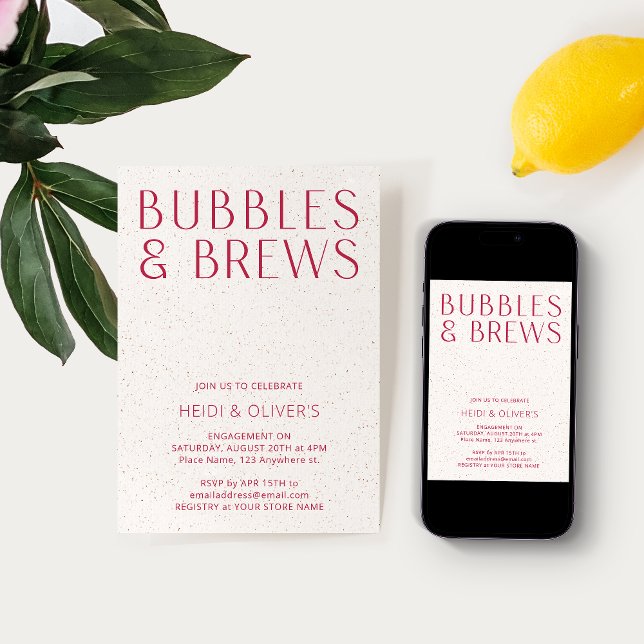 Modern minimal Förlovning för bubblor och bryggor  Inbjudningar (Skapare uppladdad)