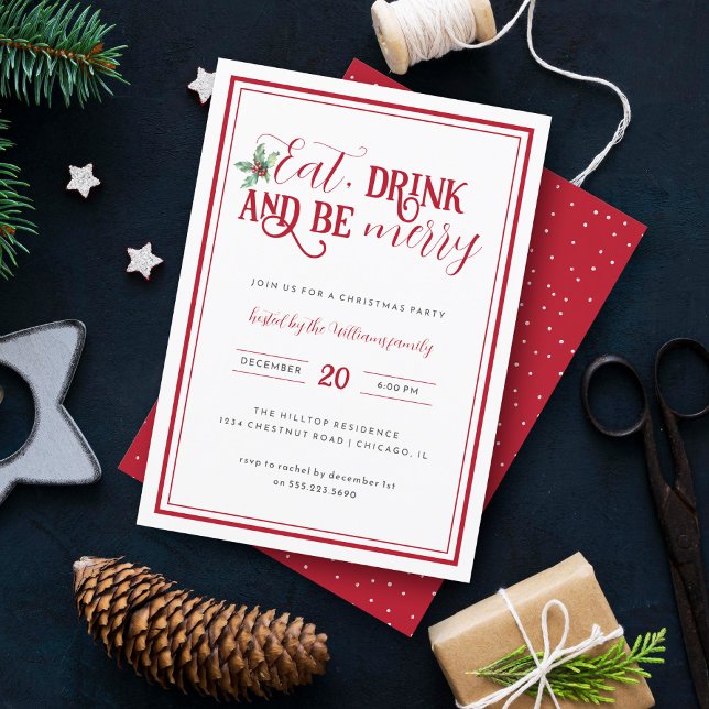 Modern minimal förtvining av mat är God jul Party Inbjudningar (Skapare uppladdad)