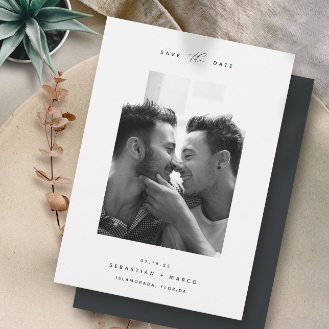 Modern minimal | Foto för Lodrät av enkel Elegant Spara Datumet (Skapare uppladdad)