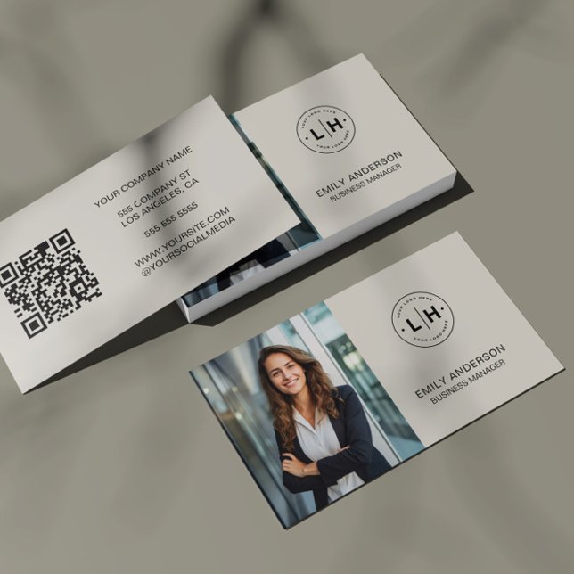 Modern Minimal Foto Logotyp QR Visitkort (Skapare uppladdad)