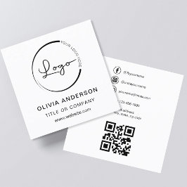 Modern minimal foto med QR Code Social Media Fyrkantigt Visitkort