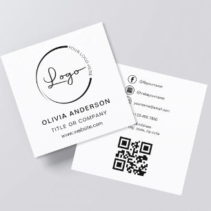 Modern minimal foto med QR Code Social Media Fyrkantigt Visitkort