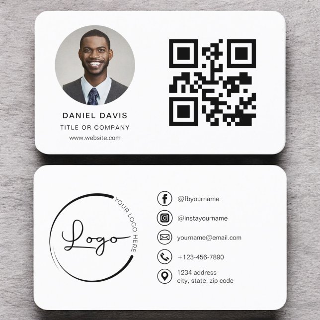 Modern minimal foto med QR Code Social Media Visitkort (Skapare uppladdad)