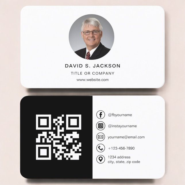 Modern minimal foto med QR Code Social Media Visitkort (Skapare uppladdad)