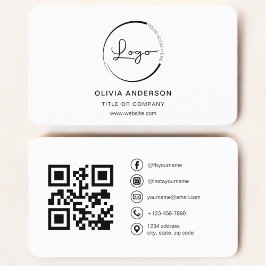 Modern minimal foto med QR Code Social Media Visitkort