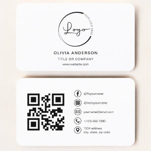 Modern minimal foto med QR Code Social Media Visitkort