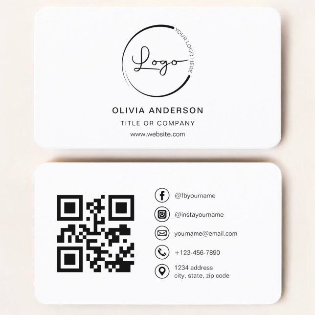 Modern minimal foto med QR Code Social Media Visitkort (Skapare uppladdad)