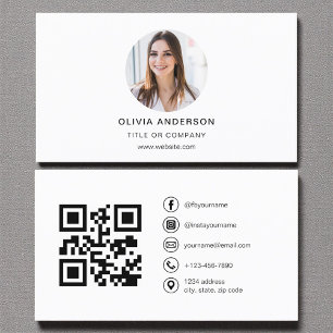 Modern minimal foto med QR Code Social Media Visitkort