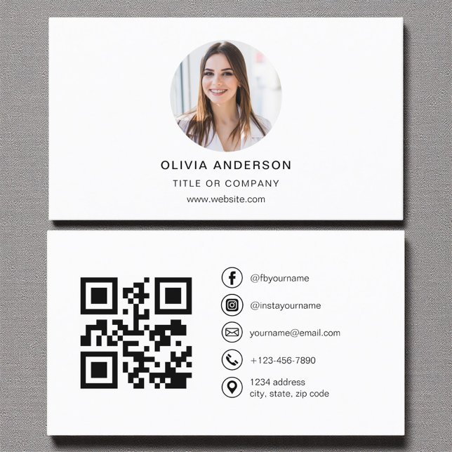 Modern minimal foto med QR Code Social Media Visitkort (Skapare uppladdad)