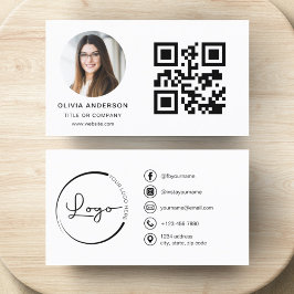 Modern minimal foto med QR Code Social Media Visitkort