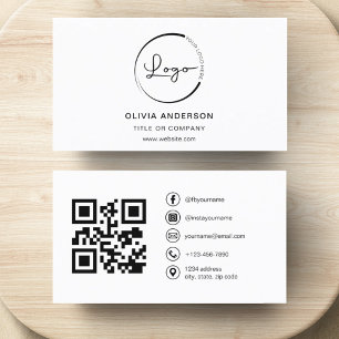 Modern minimal foto med QR Code Social Media Visitkort