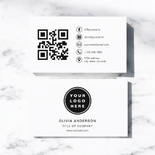 Modern minimal foto med QR Code Social Media Visitkort