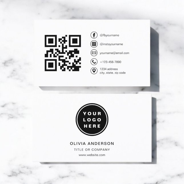 Modern minimal foto med QR Code Social Media Visitkort (Skapare uppladdad)