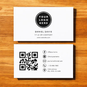 Modern minimal foto med QR Code Social Media Visitkort