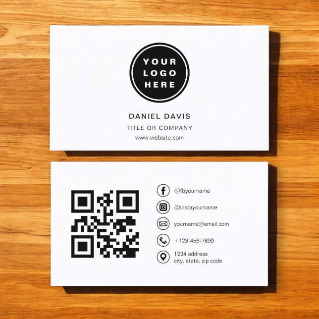 Modern minimal foto med QR Code Social Media Visitkort (Skapare uppladdad)