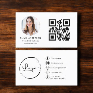 Modern minimal foto med QR Code Social Media Visitkort