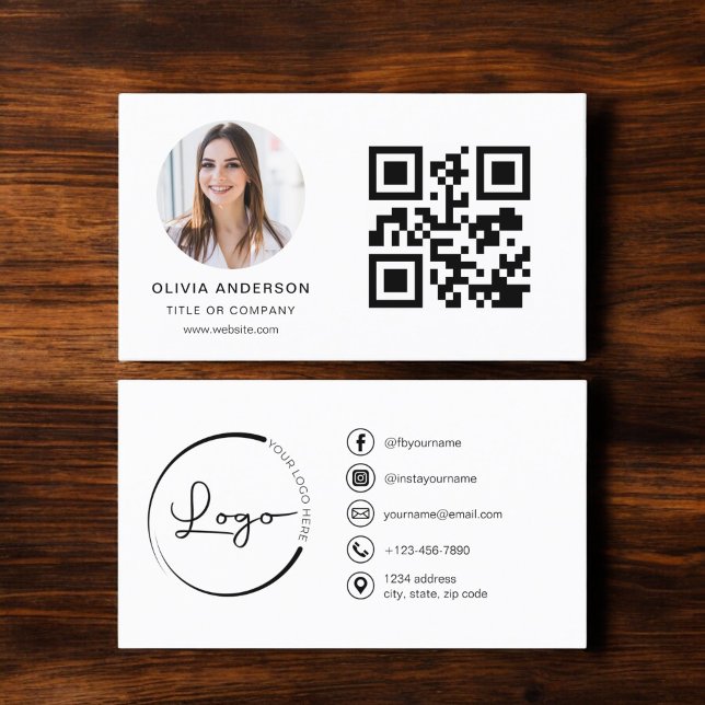 Modern minimal foto med QR Code Social Media Visitkort (Skapare uppladdad)