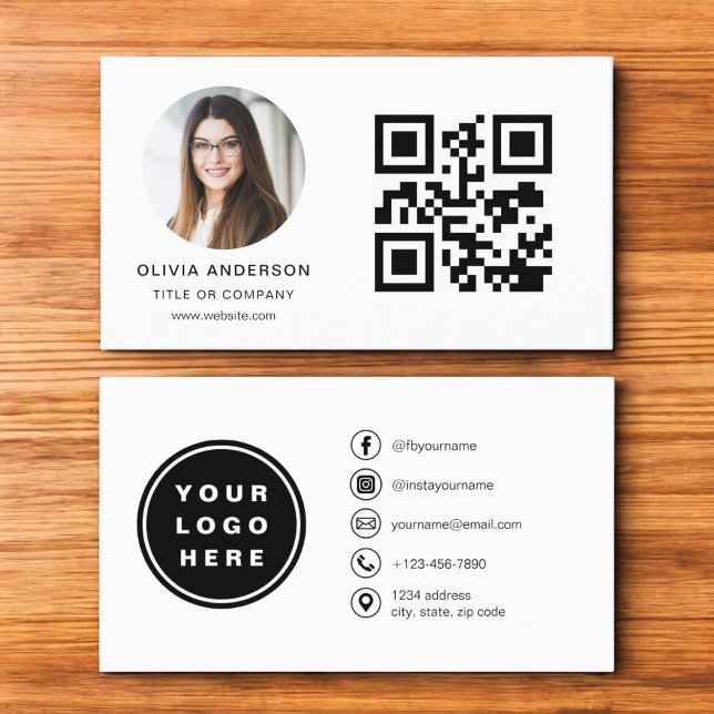 Modern minimal foto med QR Code Social Media Visitkort (Skapare uppladdad)