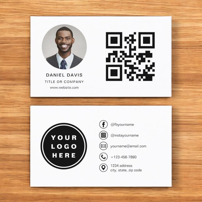 Modern minimal foto med QR Code Social Media Visitkort (Skapare uppladdad)