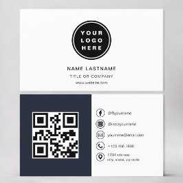 Modern minimal foto med QR Code Social Media Visitkort