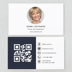 Modern minimal foto med QR Code Social Media Visitkort